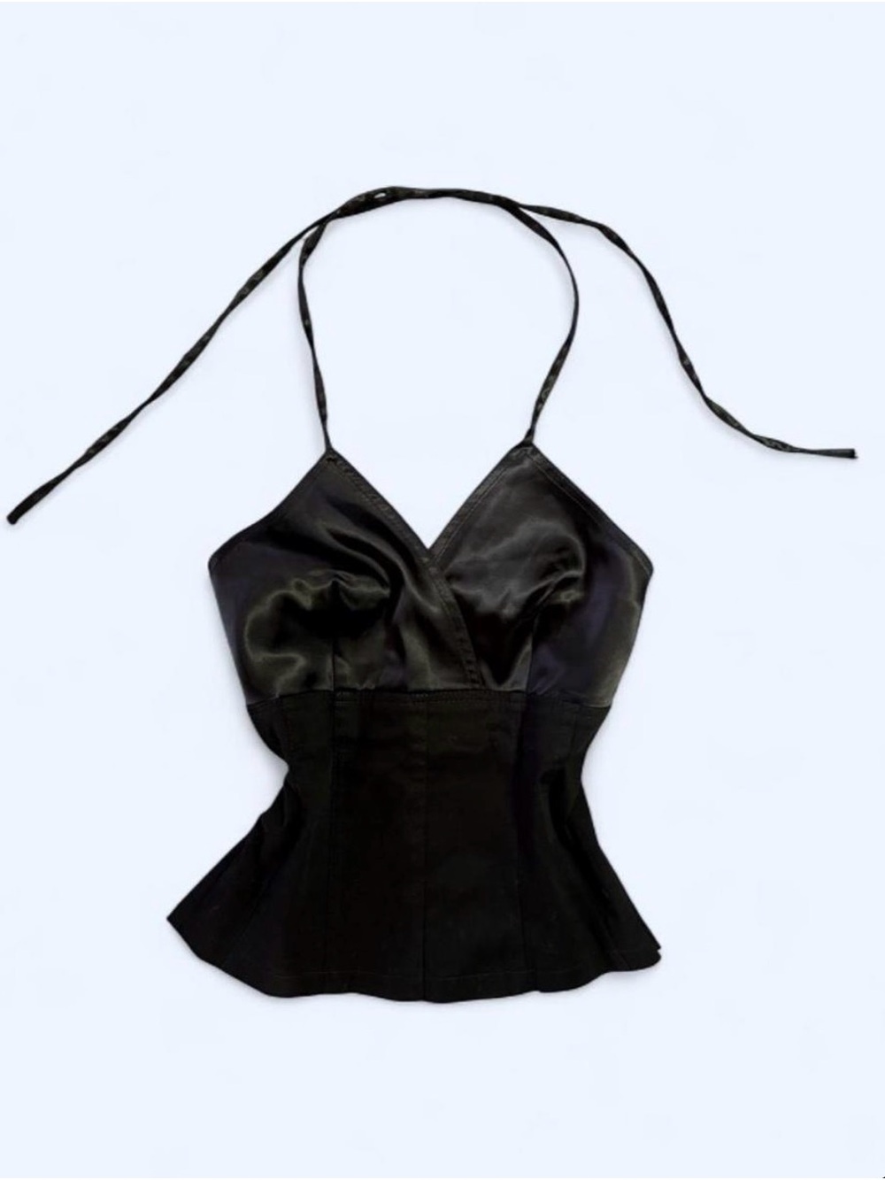 Women’s Black Satin Halter Bustier Camisole